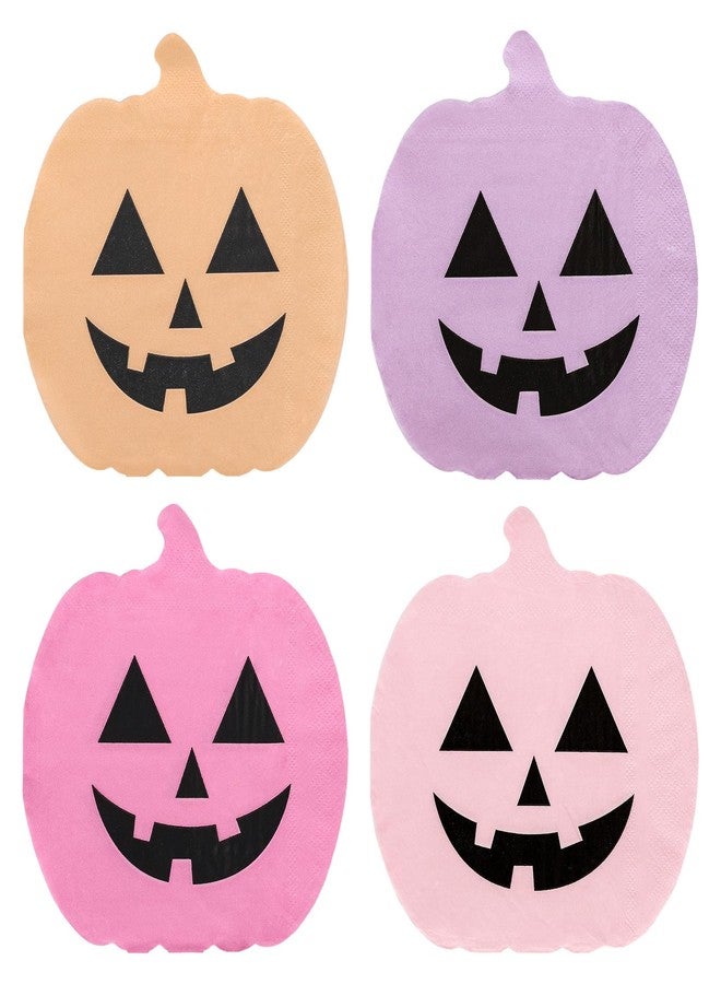 JarThenaAMCS مناديل ورقية على شكل يقطينة للهالوين من جارثينا إيه إم سي إس، 80 قطعة، 4 ألوان: وردي وبرتقالي، بتصميم يقطينة متقاطعة، للاستخدام مرة واحدة، مناسبة للغداء والعشاء والكوكتيلات، مثالية لتزيين حفلات أعياد الميلاد وحفلات استقبال المولود، مقاس 6 بوصات. - Image 1